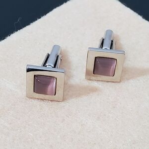 Silver and Lavender Square Cufflinks - Unisex